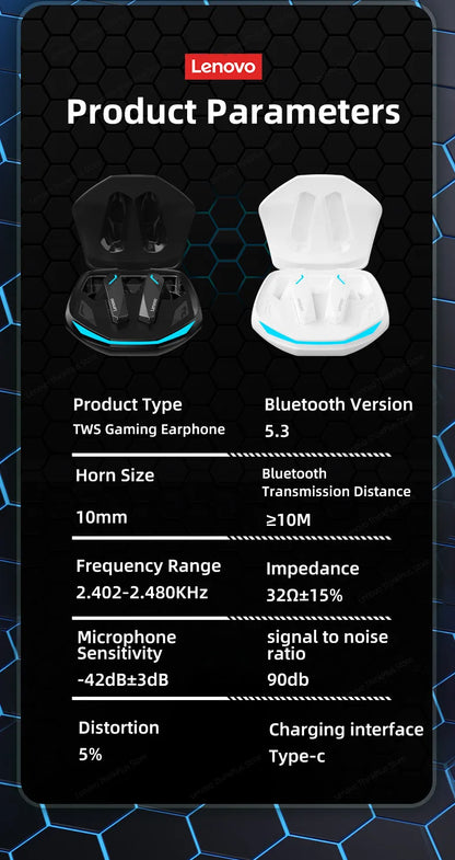 Original Lenovo GM2 Pro TWS Bluetooth 5.3 écouteurs double Modes jeu de musique écouteurs appels HD avec 2 micros intégrés casque de Sport